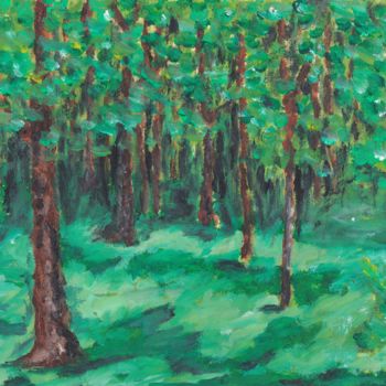 Painting titled "Forest Summer" by Marian Bogatu, Original Artwork, Oil