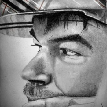 Drawing titled "Incognito" by Momar, Original Artwork, Charcoal
