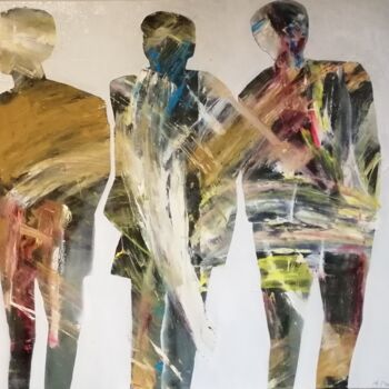 Peinture intitulée "3Friends" par Mariusz Makula, Œuvre d'art originale, Huile