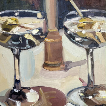 Schilderij getiteld "Date with martini" door Mariya Bogdanova, Origineel Kunstwerk, Olie