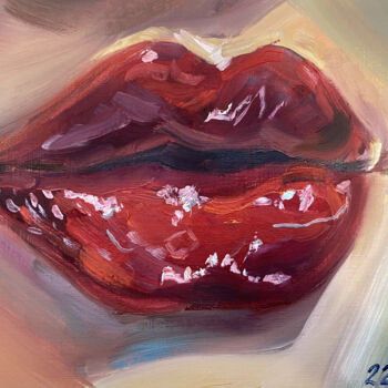 Картина под названием "Red lips" - Mariya Bogdanova, Подлинное произведение искусства, Масло
