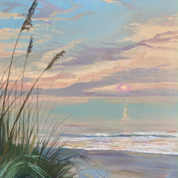 Painting titled "White sunset" by Mariya Bogdanova, Original Artwork, Oil Mounted on Wood Stretcher frame