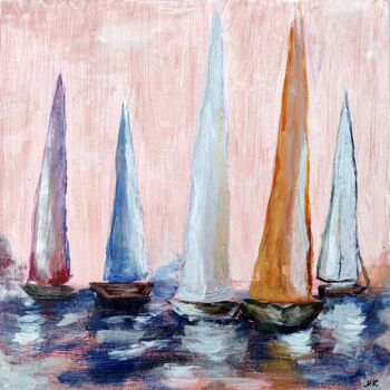 Painting titled "Sailboats" by Mariya Missonova, Original Artwork, Acrylic