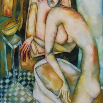 Painting titled "Demimonde" by Mariya Naydis, Original Artwork, Oil Mounted on Wood Stretcher frame