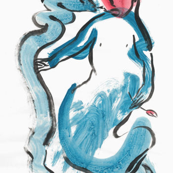 Картина под названием "Mermaid and the sna…" - Mariya Nesvyetaylo, Подлинное произведение искусства, Акрил