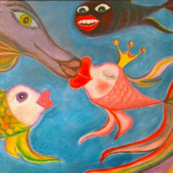 Картина под названием "Bisous" - Mariya Oliynyk, Подлинное произведение искусства, Пастель Установлен на картон
