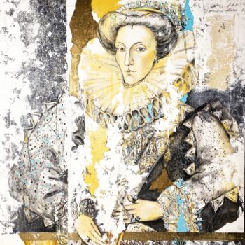 Malerei mit dem Titel "Queen of England" von Mariya Volynskih, Original-Kunstwerk, Acryl