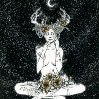 Dessin intitulée "My meditation, the…" par Mariya Markina, Œuvre d'art originale, Encre