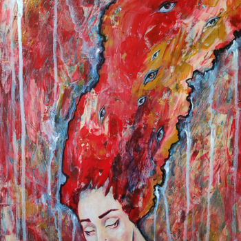 Schilderij getiteld "My flame" door Mariya Markina, Origineel Kunstwerk, Acryl