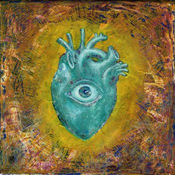 Malerei mit dem Titel "Look with heart" von Mariya Markina, Original-Kunstwerk, Acryl