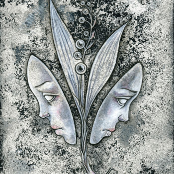 Disegno intitolato "Lilies of the valley" da Mariya Markina, Opera d'arte originale, Acrilico