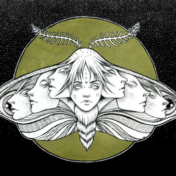 Disegno intitolato "Moth" da Mariya Markina, Opera d'arte originale, Penna gel