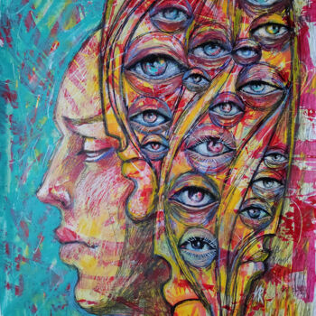 Картина под названием "Thoughts on a turqu…" - Mariya Markina, Подлинное произведение искусства, Пастель