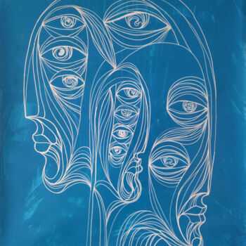 Painting titled "Inside the blue col…" by Mariya Markina, Original Artwork, Marker