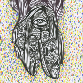 Drawing titled "Lines in dancing in…" by Mariya Markina, Original Artwork, Marker