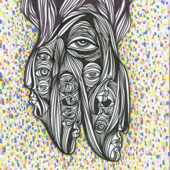 Tekening getiteld "Lines in dancing in…" door Mariya Markina, Origineel Kunstwerk, Marker