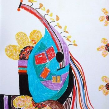Desenho intitulada "Violão IV" por Mariza Sbrissa, Obras de arte originais, Acrílico