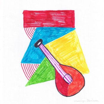 Desenho intitulada "Violão VII" por Mariza Sbrissa, Obras de arte originais, Acrílico