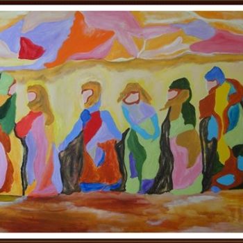 Pintura intitulada "Jesus e os apóstolos" por Mariza Sbrissa, Obras de arte originais, Acrílico