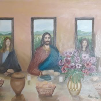 Painting titled "MESA DO SENHOR" by Mariza Tomaz  Soares, Original Artwork, Pencil