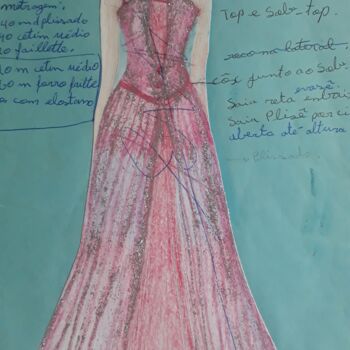 Peinture intitulée "Vestido de noiva e…" par Mariza Tomaz  Soares, Œuvre d'art originale, Crayon