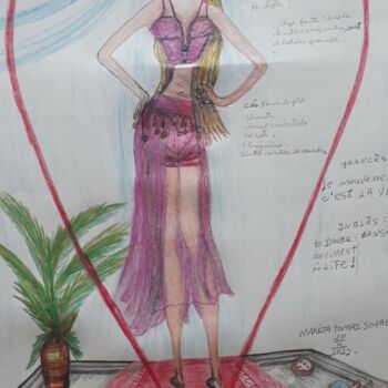 Dibujo titulada "Moda Fit" por Mariza Tomaz  Soares, Obra de arte original, Ropa