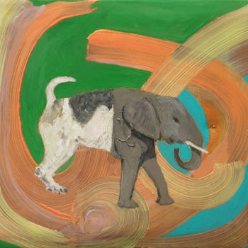 Pintura titulada "Dog wants to be an…" por Marja Van Putten, Obra de arte original, Acrílico
