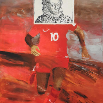 Painting titled "Soccer Queen" by Marja Van Putten, Original Artwork, Acrylic