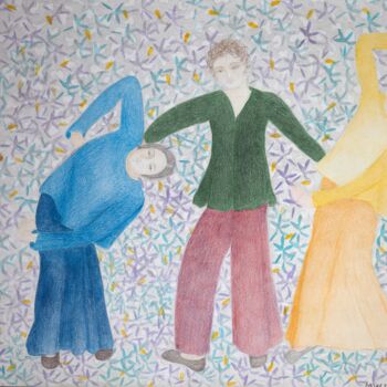 Dessin intitulée "The Dance of Life" par Marjolein Gamble, Œuvre d'art originale, Crayon