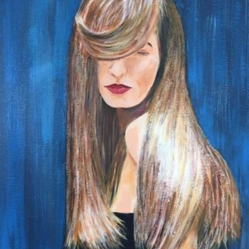 Painting titled "Cheveux  blonds" by Joëlle Marjollet, Original Artwork, Acrylic