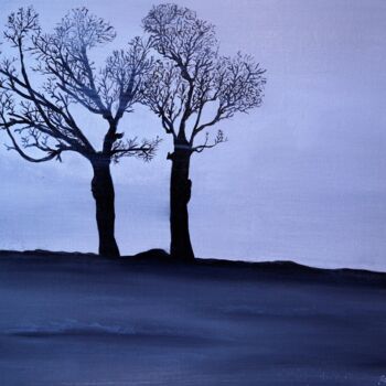 Painting titled "Arbre dans la brume" by Marjorie Nicolier (Michiko), Original Artwork, Acrylic