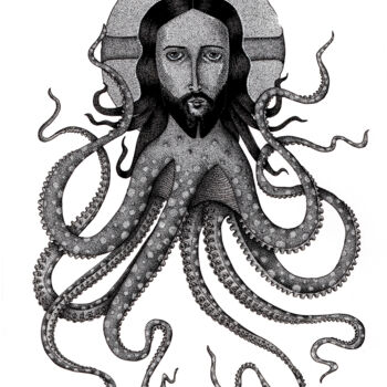 Drawing titled "Octopus" by Marjorie Sarcelle, Original Artwork, Ink