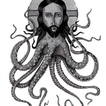 Dibujo titulada "Octopus" por Marjorie Sarcelle, Obra de arte original, Tinta