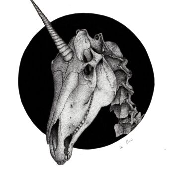 Tekening getiteld "Licorne is not dead" door Marjorie Sarcelle, Origineel Kunstwerk, Inkt