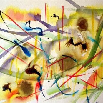 Pintura titulada "abstraite 7" por Marjyne, Obra de arte original, Acuarela