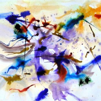 Peinture intitulée "abstraction" par Marjyne, Œuvre d'art originale, Aquarelle