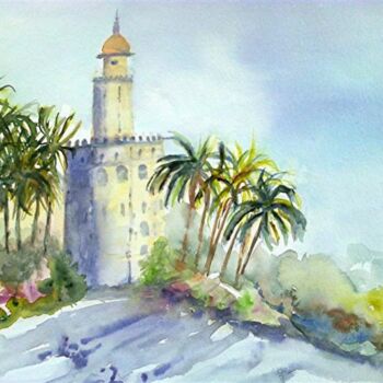 Malerei mit dem Titel "torre de oro Sévill…" von Marjyne, Original-Kunstwerk