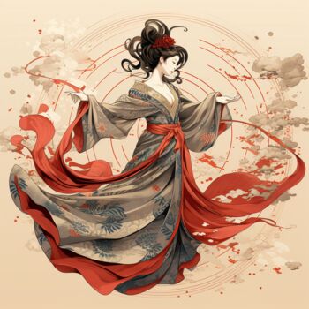 Arts numériques intitulée "Geisha estilo Ukiyo…" par Mark Eting, Œuvre d'art originale, Image générée par l'IA