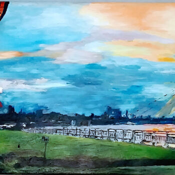 Картина под названием ""Landing In Duessel…" - Mark Herzog, Подлинное произведение искусства, Масло Установлен на Деревянная…