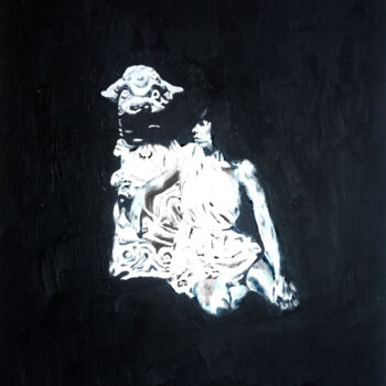 Painting titled ""Martina and the ch…" by Mark Herzog, Original Artwork, Oil Mounted on Cardboard