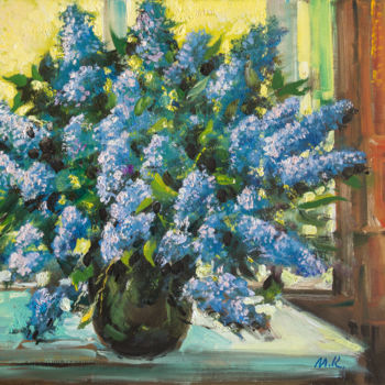 Painting titled "Lilacs by the windo…" by Mark Kremer, Original Artwork, Oil