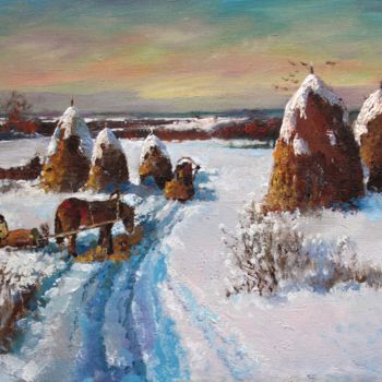 Pintura titulada "Winter, hey collect…" por Mark Kremer, Obra de arte original, Oleo