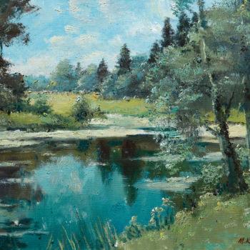 Malerei mit dem Titel "The Pond" von Mark Kremer, Original-Kunstwerk, Öl