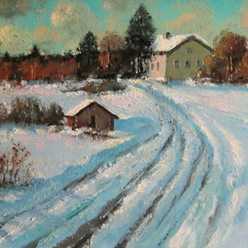 Painting titled "Snowy March in the…" by Mark Kremer, Original Artwork, Oil