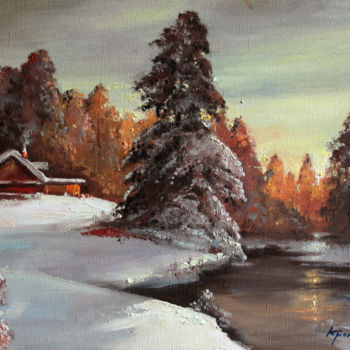 Painting titled "Warm winter night" by Mark Kremer, Original Artwork, Oil