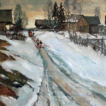 Painting titled "Spring. Village Vyra" by Mark Kremer, Original Artwork, Oil
