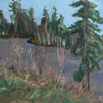 Malerei mit dem Titel "On river bank Ihala…" von Mark Kremer, Original-Kunstwerk, Öl
