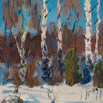 Painting titled "Birches 1968" by Mark Kremer, Original Artwork, Oil