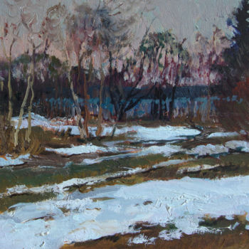 Peinture intitulée "Last snow 1974" par Mark Kremer, Œuvre d'art originale, Huile