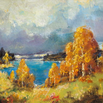 Painting titled "Autumn Gold. Above…" by Mark Kremer, Original Artwork, Oil